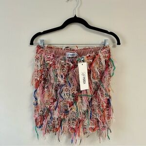 Vibrant Multicolor Fringe Mini Skirt